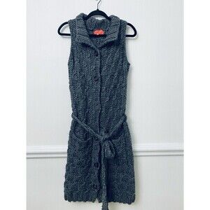 Manoush Cable SLeeveless Cardigan Vest Dress Wool Blend Designer Size Medium